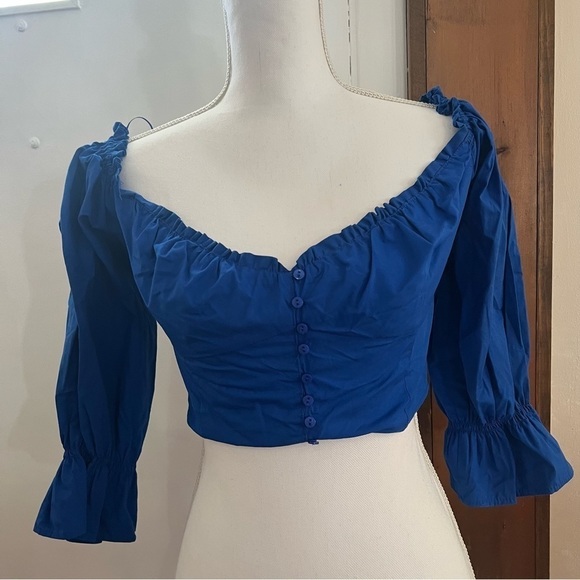 Zara poplin blue crop top - Picture 2 of 16